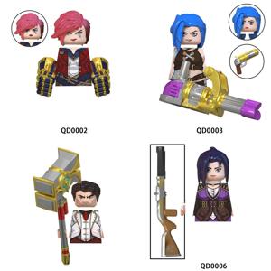 LoL 빌딩 블록 뜨거운 게임 코스프레 신비한 피규어 Jinx Vi Jayce Caitlyn Victor MEL 벽돌 장난감 소년 QD0002 QD0003 QD0008