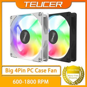 TEUCER PC 케이스 팬 120mm 12V RGB 컬러 조명 효과 데스크탑 컴퓨터 라디에이터 팬 빅 4in