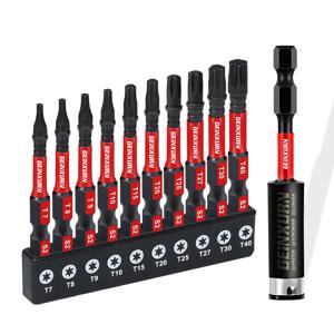 Geinxurn 2인치 T7-T40 Torx 스크루드라이버 비트 세트, 충격 터프 마그네틱 S2 합금강 스타 비트(베이스 포함)