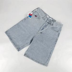 Y2k 빅 보이 반바지 새로운 힙합 만화 그래픽 streetwear 데님 반바지 자수 헐렁한 jorts 새로운 하라주쿠 체육관 농구 반바지