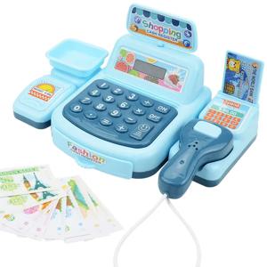 계산원 장난감 금전 등록기 Playset 슈퍼마켓 체크 아웃 장난감 소리와 빛 쇼핑 계산원 역할 놀이 게임 세트 어린이를위한