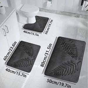 3PCS 세트 목욕 매트 Nonslip 소프트 빠른 건조 욕실 소프트 러그 물 흡수 건조 빠른 목욕 매트 기계 홈 바닥 세척 가능