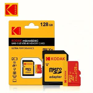 코닥 고속 ​ ​ 마이크로 SD 카드 U3 클래스 10, 최대 100MB/s, TF 메모리 카드(어댑터 포함) - 32GB, 64GB, 128GB로 제공