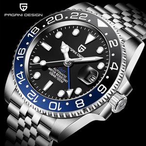 PAGANI DESIGN 남성용 기계식 시계, 세라믹 GMT 자동 시계, 사파이어 유리, 100m 방수, 40mm