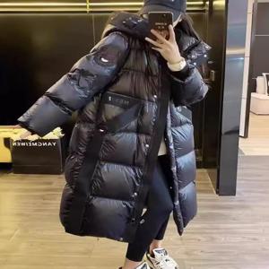 블랙 골드 롱 다운 재킷 겨울 후드 루즈 플러스 사이즈 패션 Y2k 캐주얼 긴 밝은 두꺼운 흰색 오리 퍼퍼 코트 여성