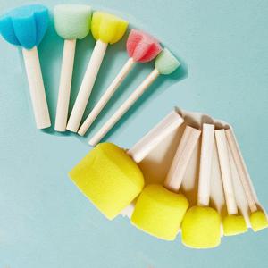 10 Pcs 세트 나무 손잡이 버섯 머리 스폰지 브러시 어린이 DIY 그림 스폰지 인감 세트 페인트 낙서 독특한 아트 브러쉬 만들기