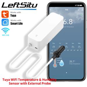 스마트 홈 습도계 용 외부 프로브가있는 Tuya WiFi 온도 습도 센서 식물 수족관 와이너리 용 APP 모니터링