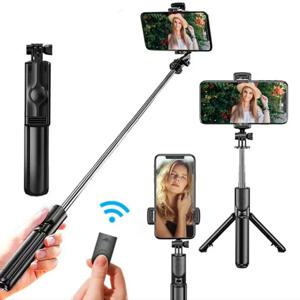 무선 셀카 스틱 삼각대 스탠드 iPhone 휴대 전화 Tiktok 라이브 스트리밍을위한 Bluetooth 원격 확장형 삼각대