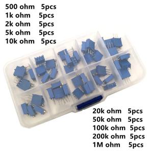 50 개/몫 3296W 멀티 턴 트리머 전위차계 키트 무료 상자 전자 Diy 키트가있는 고정밀 3296 가변 저항기