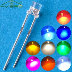플랫 헤드 밝은 LED 장식 전구, 물 맑은 광각 발광 다이오드 램프, 100X F3, 3mm, 2 핀, 화이트, 레드, 옐로우, 블루