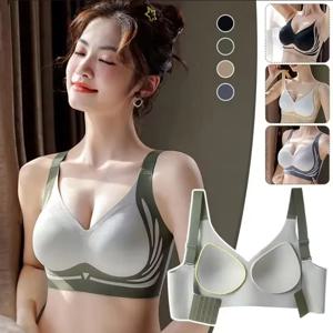 M-4XL 사이즈 슈퍼 게더 무선 푸쉬업 브라 여성용 소프트 서포트 조절 가능 속옷 처짐 방지 심리스 리프트업 브라