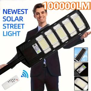 100000 LM 태양광 조명 상업용 LED 야외 황혼 새벽 태양광 가로등 도로 지역 램프 방수 뒷마당 보안 조명