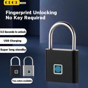 CDOK P2 스마트 지문 자물쇠, 방수 아연 합금 생체 자물쇠, 내장 충전식 배터리, USB 충전