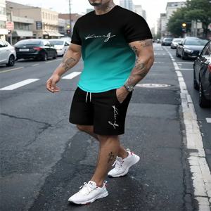 2025년 신상 여름 남성 운동복, 남성 루즈한 패션 의류, 3D 프린트 티셔츠 반바지, 남성 심플 의류 패션 세트, 리