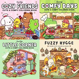 2025 NewCOZY Friends 색칠하기 책, COMFY DAYS 성인 및 청소년 색칠하기 책, 귀여운 공포 생물, 새해 선물로