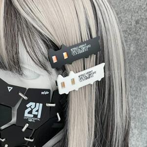 애니메이션 사이버 펑크 머리핀 소녀 귀여운 검은 흰색 고양이 아크릴 헤어 클립 고스 모자를 쓰고 있죠 카니발 파티 헤어 액세서리