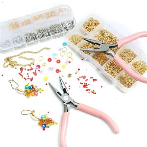 귀여운 핑크 컬러 핸들 미끄럼 방지 접합 및 고정 보석 펜치 DIY 보석 만들기 바느질을위한 도구 및 장비 키트