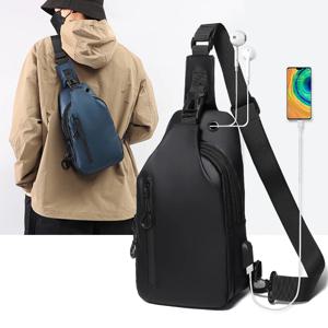 남자의 대용량 Usb 충전 가슴 가방 남자를위한 경량 패션 방수 가슴 가방 비즈니스 캐주얼 슬링 가방 남성