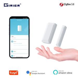 GIRIER Tuya 스마트 도어 및 창 센서 ZigBee 스마트 홈 보안 지원을 위한 무선 접촉 감지기 홈 어시스턴트 2MQTT