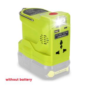 Ryobi 18V 리튬 배터리 용 200W 전원 인버터 발전기, DC 18V ~ AC 120V 220V 휴대용 발전소, 280lm LED 조명