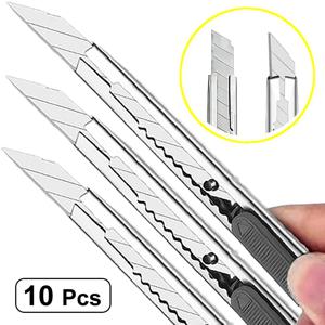 1/5/10Pcs 유틸리티 나이프 스테인레스 스틸 종이 컷 박스 커터 도구 키트 미끄럼 방지 블레이드 Unboxing Knife 수공예 조각 도구