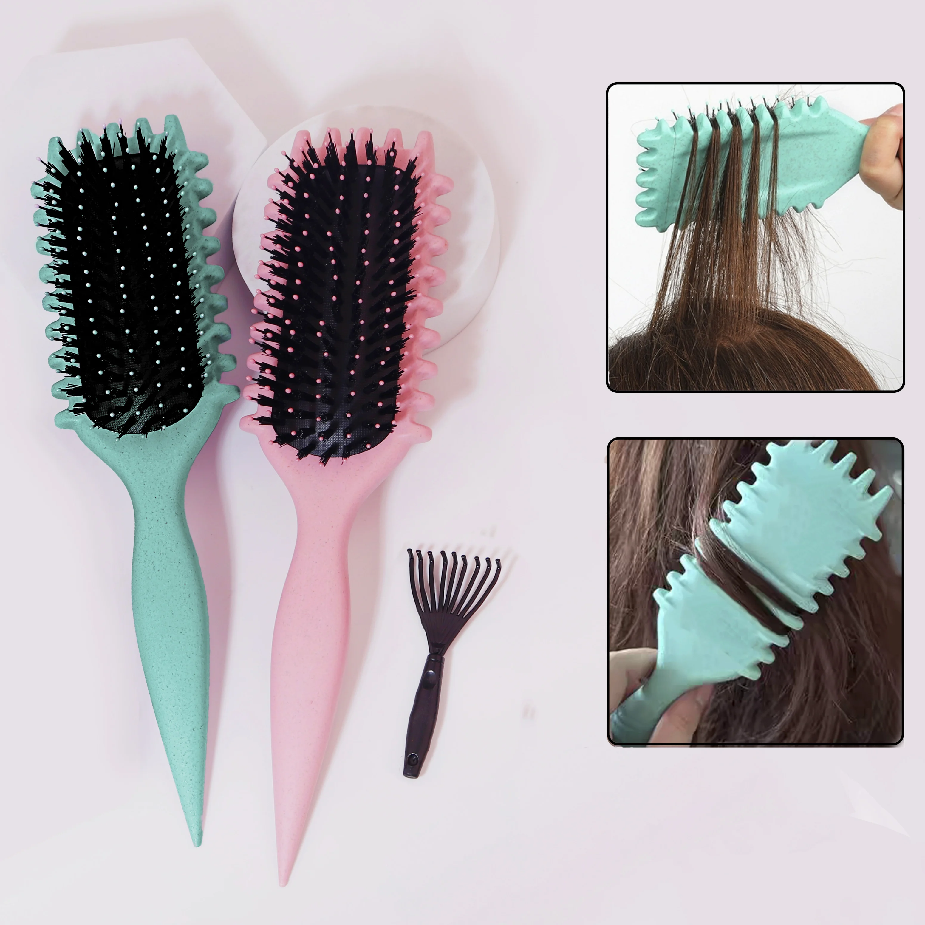 1PCS 곱슬 머리 정의 스타일링 브러시 주름 제거 헤어 브러시 얽힌 젖은 곱슬 머리 빗 스타일링 곱슬 머리 도구