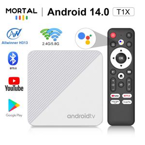 리얼리티 T1X WIFI6 음성 제어 TV 박스 UHD 8K Allwinner H313 쿼드 코어 넷플릭스 유튜브 TV 박스 무료 생방송 TV 셋톱 박스