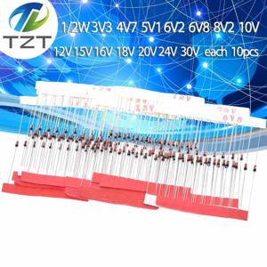 TZT 140PCS 1/2w 0.5W 3.3-30V 14값*10pcs=140pcs 전자 DIY 키트