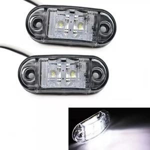 2Pcs 화이트 컬러 LED 사이드 마커 조명 자동차 외부 조명 경고 테일 라이트 자동 트레일러 트럭 트럭 램프