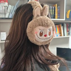 1Pcs Labubu 토끼 플러시 귀마개 귀여운 소녀 따뜻한 귀마개 개폐식 Frostproof 귀마개 학생 성인 어린이 사용할 수 있습니다
