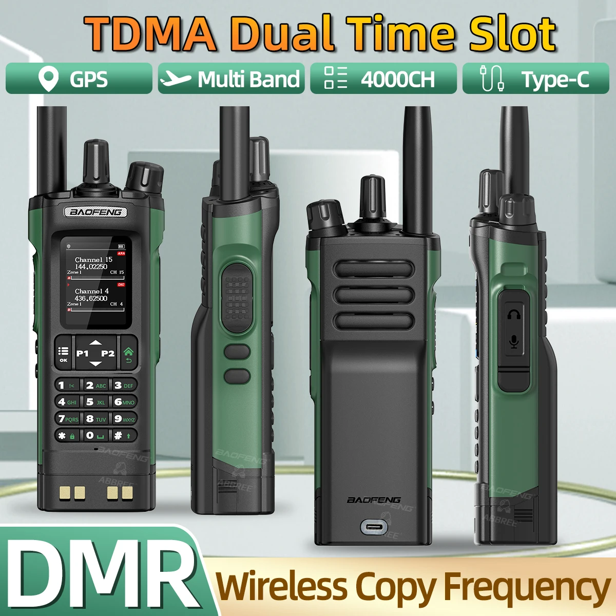 BAOFENG DMR DM32 DM-32 디지털 워키 토키 GPS 듀얼 모드 아날로그 듀얼 타임 슬롯 에어 밴드 APRS UV-32 Ham Radio 용 디지털 통화