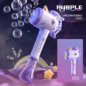 여름 야외 파티 선물을위한 빛으로 자동 버블 메이커 송풍기 장난감 유아 유니콘 매직 스틱을위한 버블 머신 완드