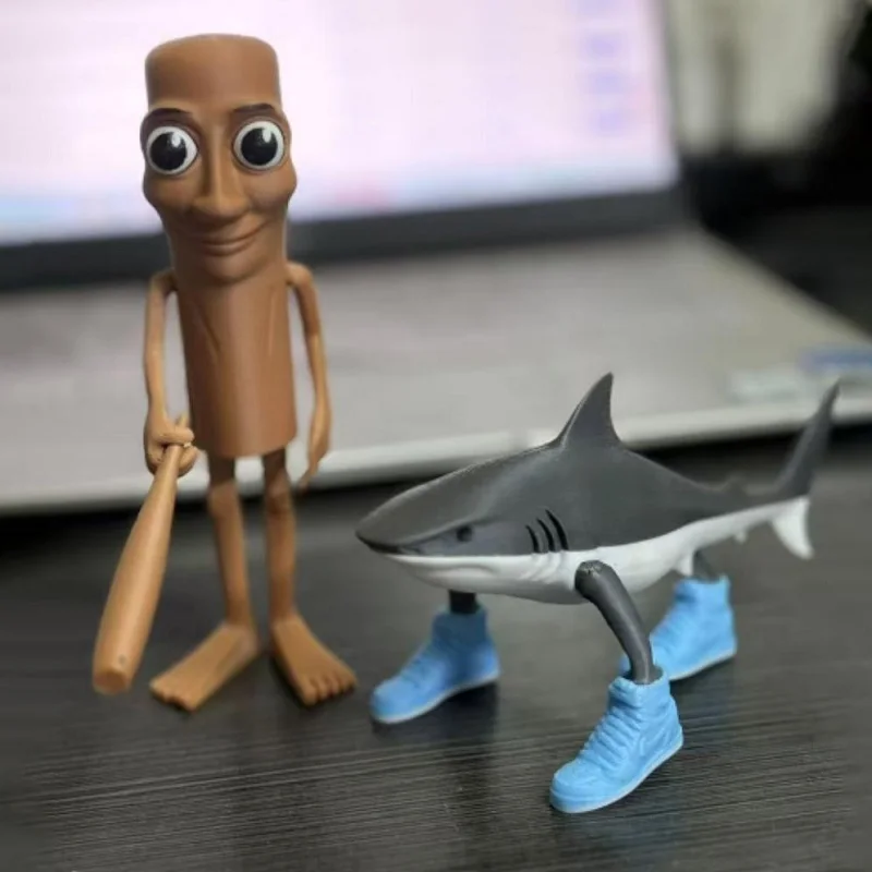상어 입상 Tungtungsahur 그림 데스크탑 장식 관절 Tralalero Tralala 그림 장식 재미 있은 인형 3D 인쇄 ToySh