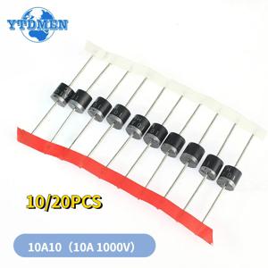 SAMIROB 10/20pcs 10A10 다이오드 10A 1000V DO-27 전기 축 정류기 다이오드 키트