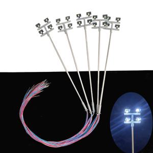 2/5Pcs 호 규모 모델 조명 타워 3V 4pcs led 라운드 오버 헤드 라이트 모델 가로등 기차/정원/놀이터/경기장 레이아웃