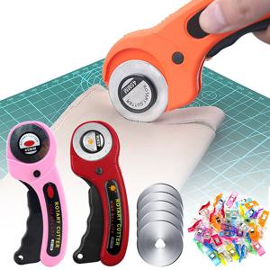 45mm 로터리 커터 세트 DIY 패브릭 패치 워크 바느질 퀼트 공예에 대한 인체 공학적 핸들이있는 가죽 공예 절단 도구