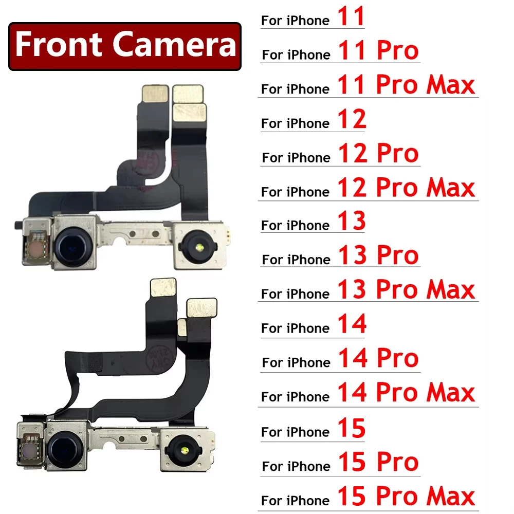 iPhone 11 12 13 14 15 Pro 11Pro 12Pro 13Pro Max 미니 플러스 플렉스 케이블 교체 부품을 직면하는 새로운 전면 카메라