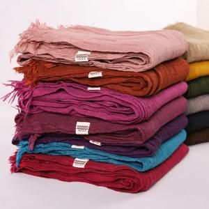 새로운 디자인 가을 겨울 여성 따뜻한 스카프 간단한 솔리드 일반 리넨 코튼 이슬람 Shawls 스카프 랩 머리 머리 Pashmina Stoles