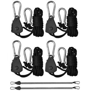4pcs 조정 가능한 8 인치 끈 텐트 팬에 매달려 식물 램프 도르래 밧줄 도르래 리프팅 도르래 후크 성장