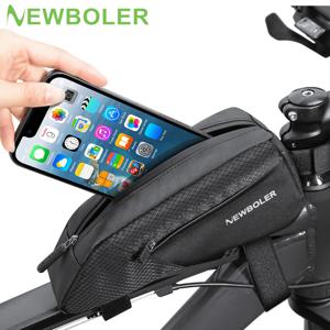 NEWBOLER 자전거 가방 1.2L 휴대용 프레임 앞 튜브 사이클링 가방 MTB 도로 자전거 파니 가방 대용량 초경량 사이클링 가방