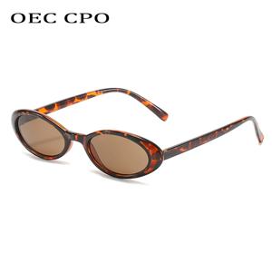 OEC CPO 섹시한 작은 타원형 여성 선글라스 2023 새로운 패션 레오파드 브라운 뜨거운 태양 안경 여성 레트로 다채로운 그늘 안경