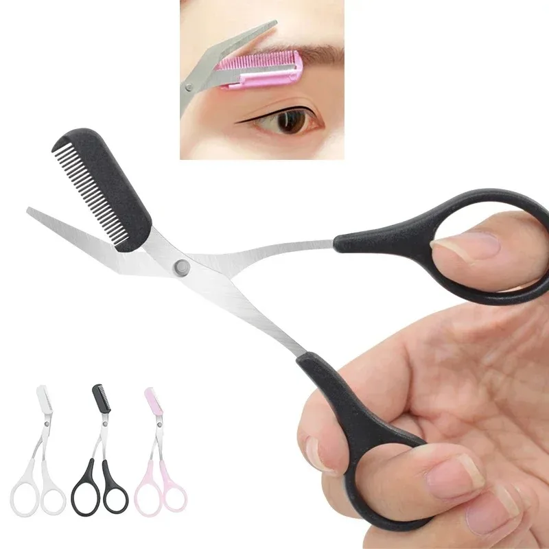 1Pcs 안전 눈썹 트리머 스테인레스 스틸 눈썹 가위 빗 제모 면도기 눈썹 쉐이핑 메이크업 도구