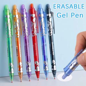 6pcs 새로운 0.5mm 지울 수있는 젤 펜 세트 6 색 리필 막대 매직 잉크 지울 수있는 펜 빨 수있는 손잡이 사무실 쓰기 학교 문구