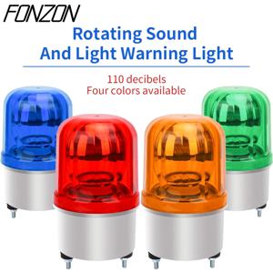 부저 장착 LTE-1101J 회전 경고등, 방수 점멸 신호등, 산업 신호등, 안전 경보, 12V, 24V, 220V