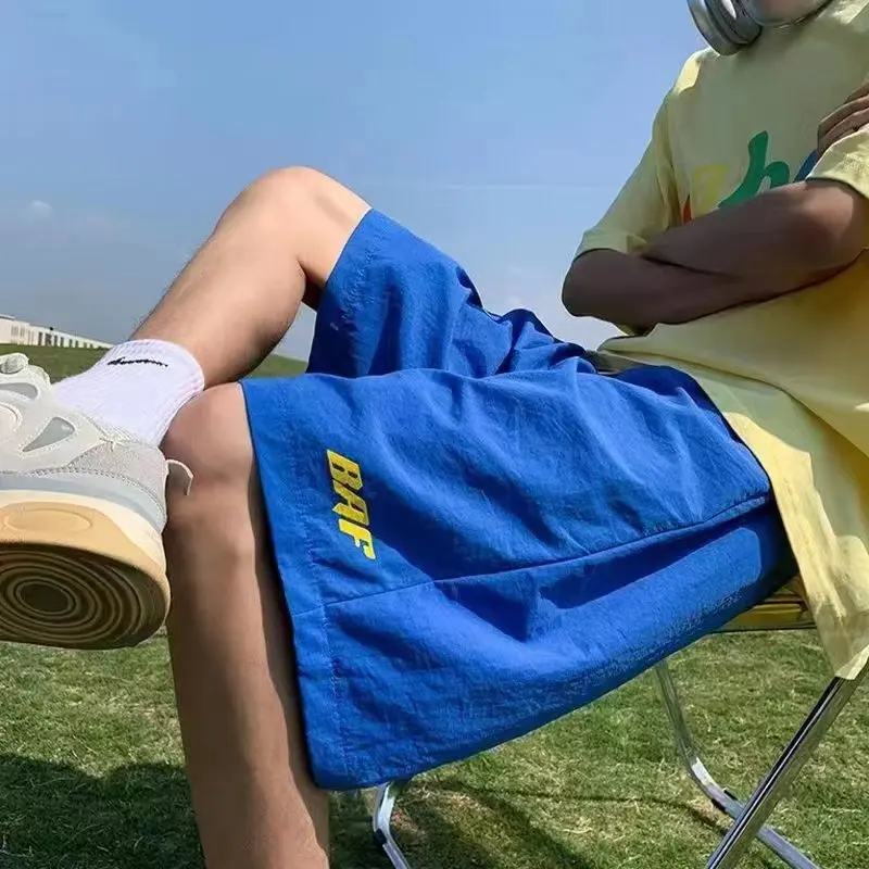 2024 일본 Y2K 남성 반바지 빈티지 비치 팬츠 여름 신상 루즈핏 속건 코튼 스포츠 짐 카고 반바지 힙합 스트릿웨어