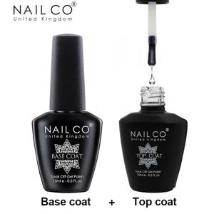 NAILCO 15ml 탑 코트 및 베이스 코트 아트 디자인 젤 매니큐어 UV 탑 베이스 코트 UV LED 소크 오프 젤 네일 장식 바니시 네일