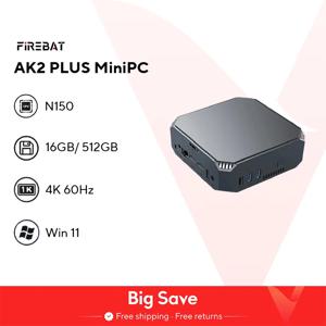FIREBAT AK2 플러스 미니 PC, 인텔 N100, 듀얼 밴드, WiFi5, BT4.2, 데스크탑 게이밍 컴퓨터, 미니 PC 게이머, 16GB, 512GB