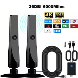 36DBI 6000 마일 디지털 TV 안테나 실내 HDTV 증폭 신호 부스터 4K HD 1080P 4K 8K 신호 부스터 포함