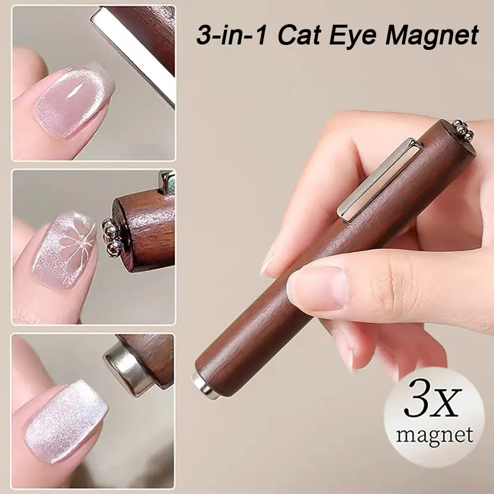3-in-1 다기능 자기 고양이 눈 네일 마그네틱 스틱 130mm 슈퍼 강한 젤 폴란드어 자석 펜 대형 실린더 마그네틱