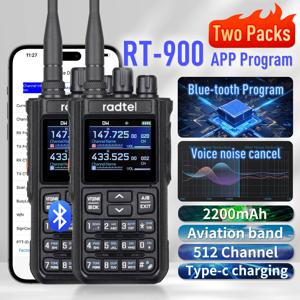 2pcs Radtel RT-900 8W 풀 밴드 햄 라디오 워키 토키 512CH 에어 밴드 양방향 라디오 방송국 항공 NOAA 경찰 해양 강